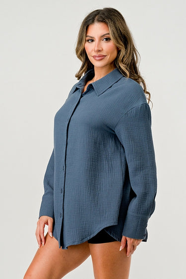 Oversized Button-Up Blouse